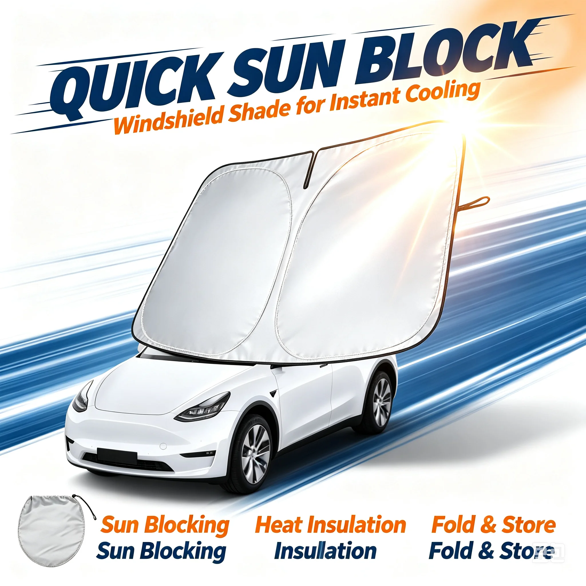 Car Sunshade Windshield Umbrella Foldable - ร่มบังแดดรถยนต์ ป้องกันรังสียูวี สำหรับกระจกหน้ารถ พับเก็บได้ ป้องกันความร้อนในรถช่วงฤดูร้อน
