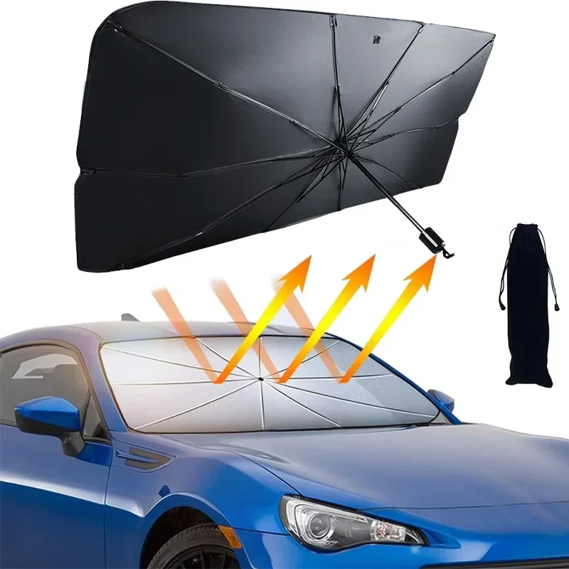 Car Sunshade Windshield Umbrella Foldable - แผ่นบังแดดกระจกรถยนต์แบบพับได้ ร่มบังแดดหน้ารถ ป้องกันรังสียูวีและความร้อน พกพาสะดวก