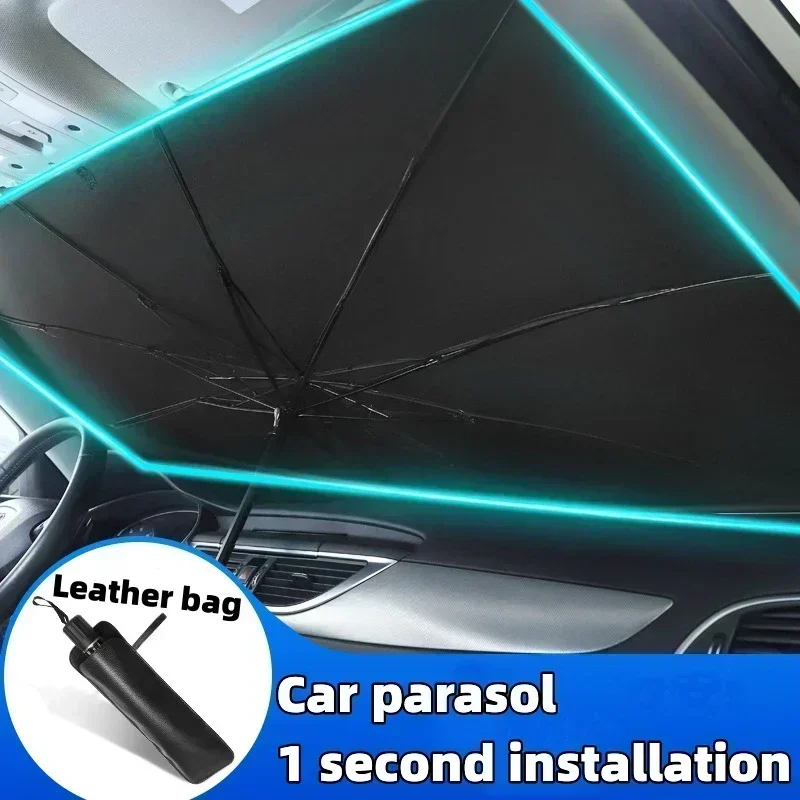 Car Sunshade Windshield Umbrella Foldable - ร่มบังแดดรถยนต์ ผ้าคลุมกระจกหน้ารถแบบพับได้ ป้องกันความร้อน พกพาสะดวก ร่มโค้งสำหรับรถยนต์