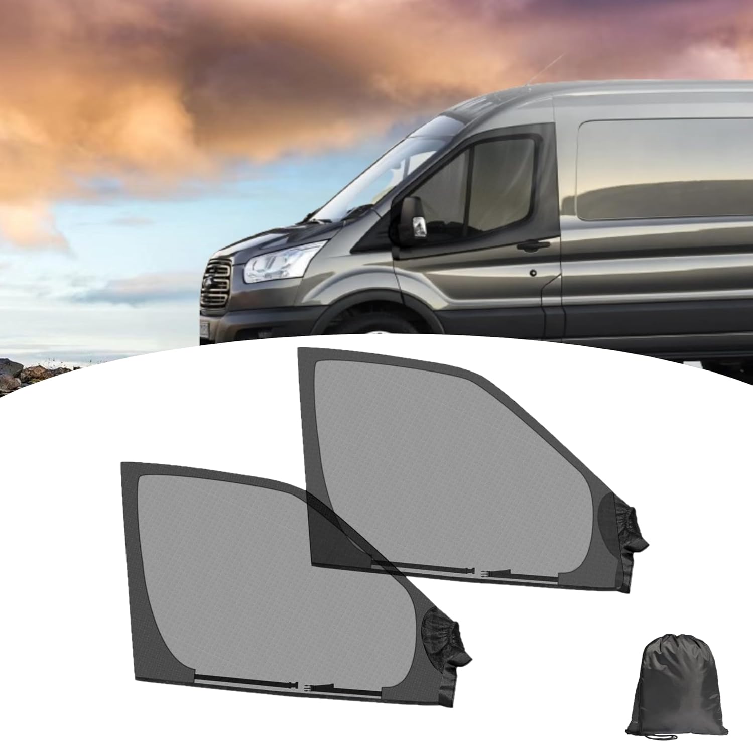 Car Accessories - มุ้งกันแมลงสำหรับหน้าต่างรถบ้านแบบยูนิเวอร์แซล 2 ชิ้น คู่หนึ่งสำหรับประตูหน้า สำหรับ Sprinter