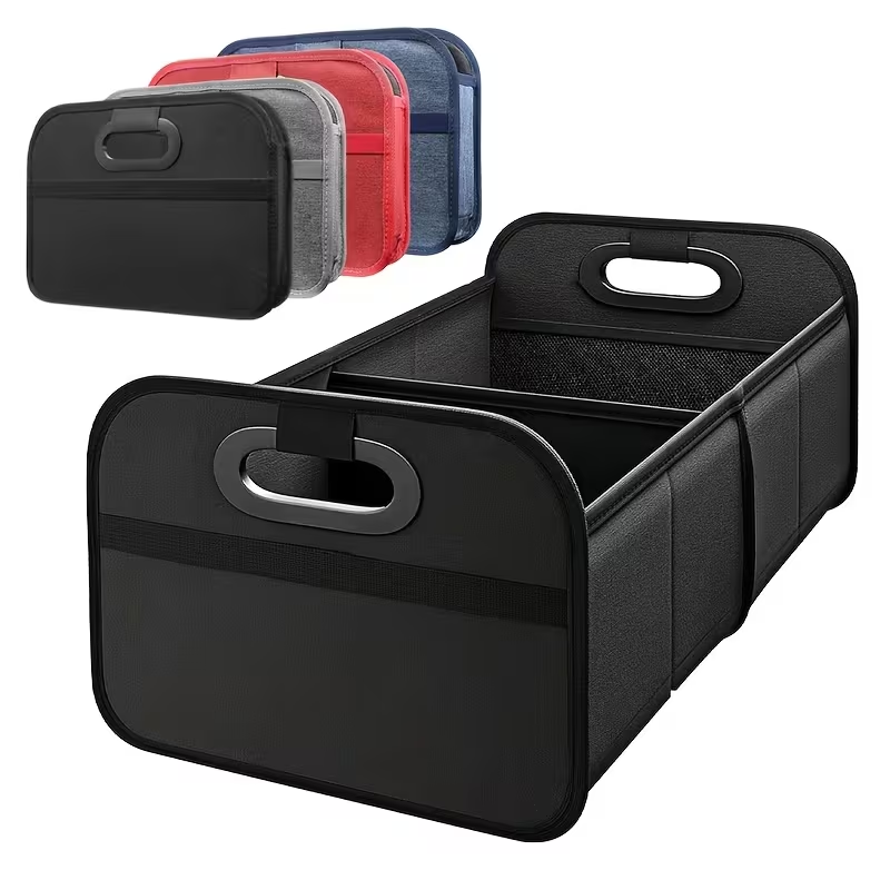 Car Trunk Organizer Foldable Storage Box - กล่องเก็บของท้ายรถแบบพับได้พร้อมตาข่ายด้านข้าง อุปกรณ์จัดระเบียบท้ายรถสำหรับประหยัดพื้นที่ในการจัดเก็บสัมภาระในรถยนต์