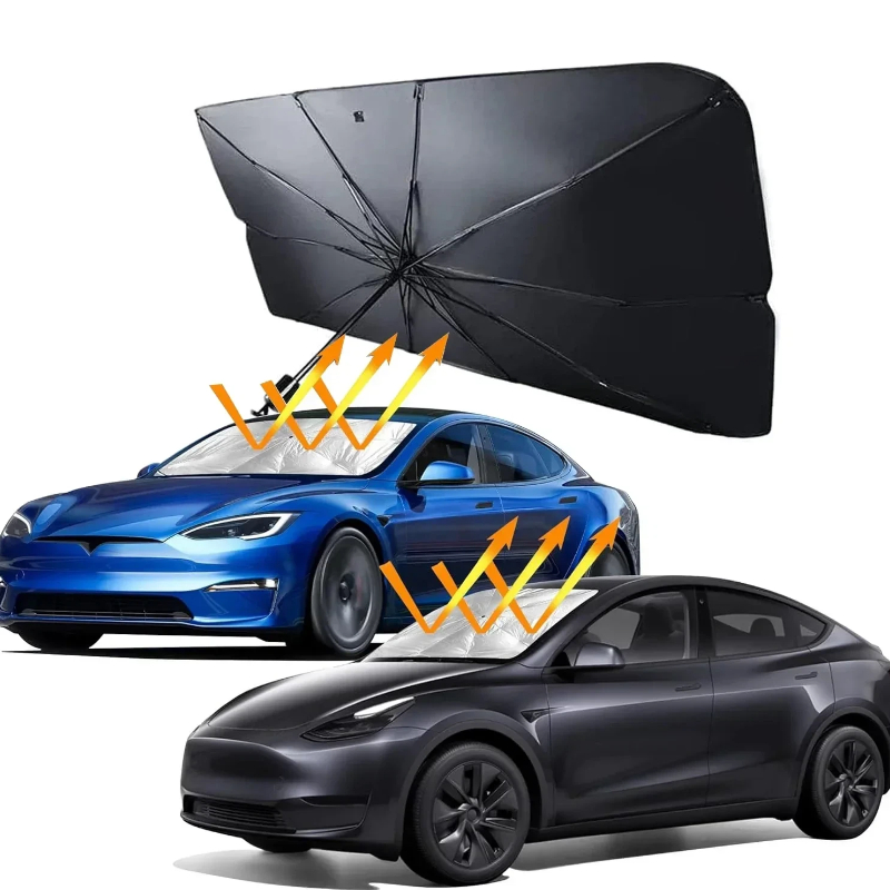 Car Sunshade Windshield Umbrella Foldable - แผ่นบังแดดกระจกรถยนต์แบบพับได้ ร่มบังแดดหน้ารถ ป้องกันรังสียูวีและความร้อน พกพาสะดวก