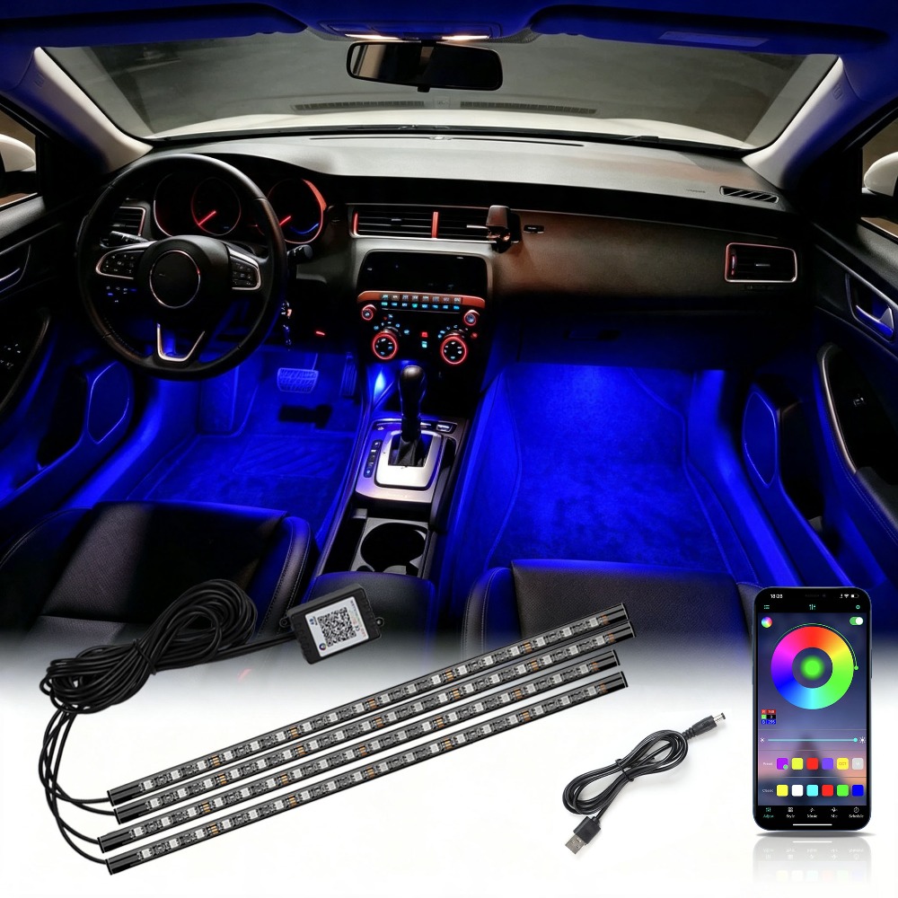 Led Ambient Interior Car Lights App Control - ไฟตกแต่งภายในรถยนต์แบบ RGB หลายโหมด พร้อมไฟ LED 72