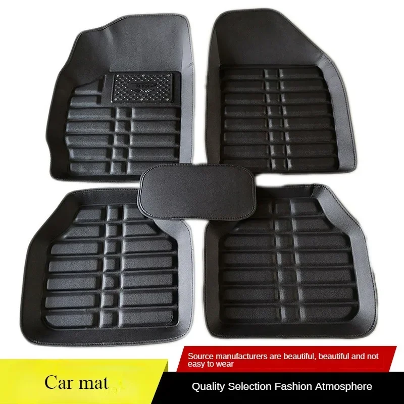 Car Floor Mats Universal Waterproof Leather - 5 ชิ้นพรีเมี่ยมทำความสะอาดง่ายกันน้ำอัตโนมัติแผ่นรองเท้าสากลกันน้ำ PU หนังทนทานพรมปูพื้นรถยนต์อุปกรณ์ตกแต่งภายในรถยนต์