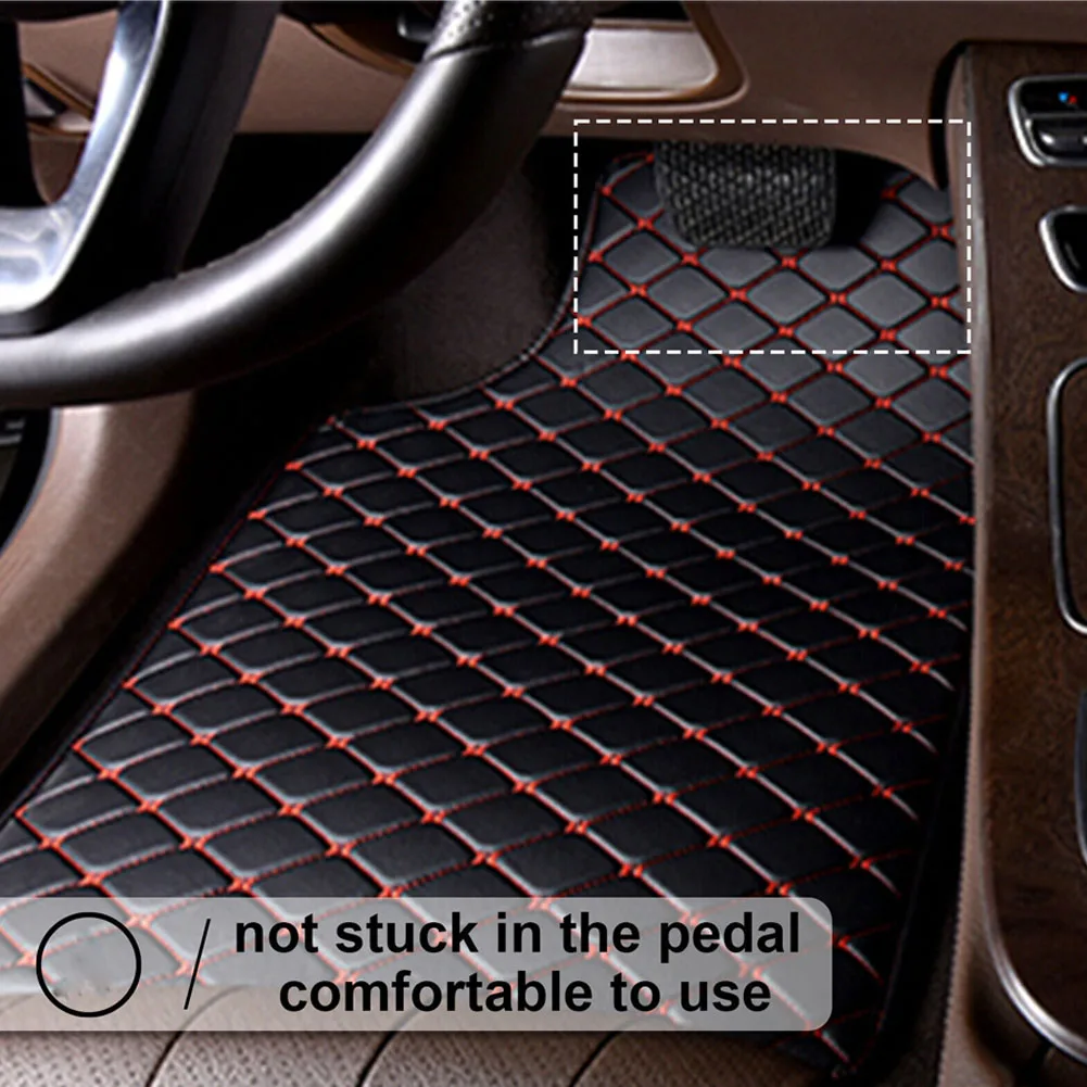 Car Floor Mats Universal Waterproof Leather - 5PCS Universal Fit รถพรมปูพื้นทุกสภาพอากาศหนังรูปแบบเพชรกันน้ําด้านหน้าด้านหลัง Auto ภายในป้องกัน