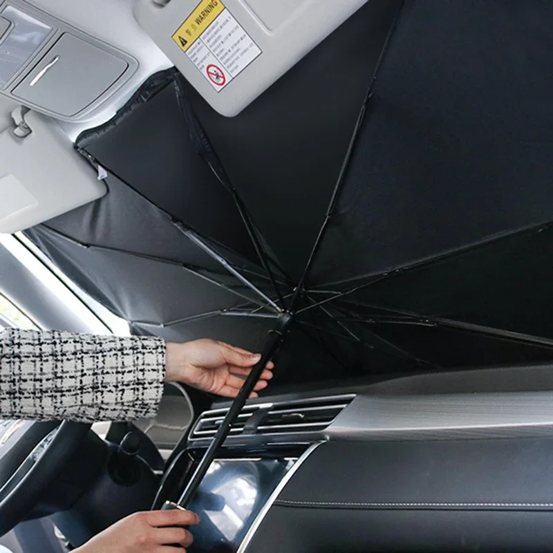 Car Sunshade Windshield Umbrella Foldable - แผ่นบังแดดหน้ารถแบบพับได้ ป้องกันรังสียูวี สำหรับกระจกหน้ารถ อุปกรณ์ตกแต่งรถยนต์