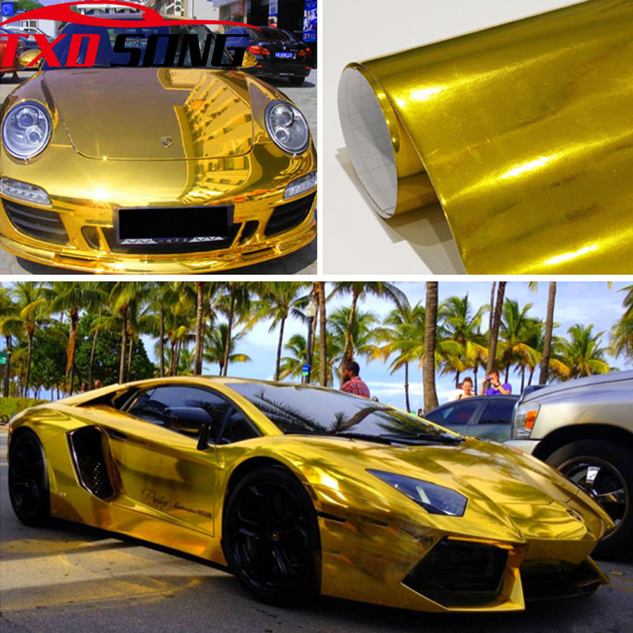 Anti Glare Car Rearview Mirror Film - แผ่นฟิล์มไวนิลยืดหยุ่นสูงสีทองโครเมียมแบบกระจก 7 ขนาด สำหรับหุ้มรถยนต์และตกแต่ง
