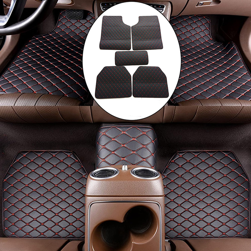 Car Floor Mats Universal Waterproof Leather - พรมปูพื้นรถยนต์ทำจากหนังพีวีซีกันน้ำได้5ชิ้น/เซ็ตพรมปูพื้นภายในรถยนต์