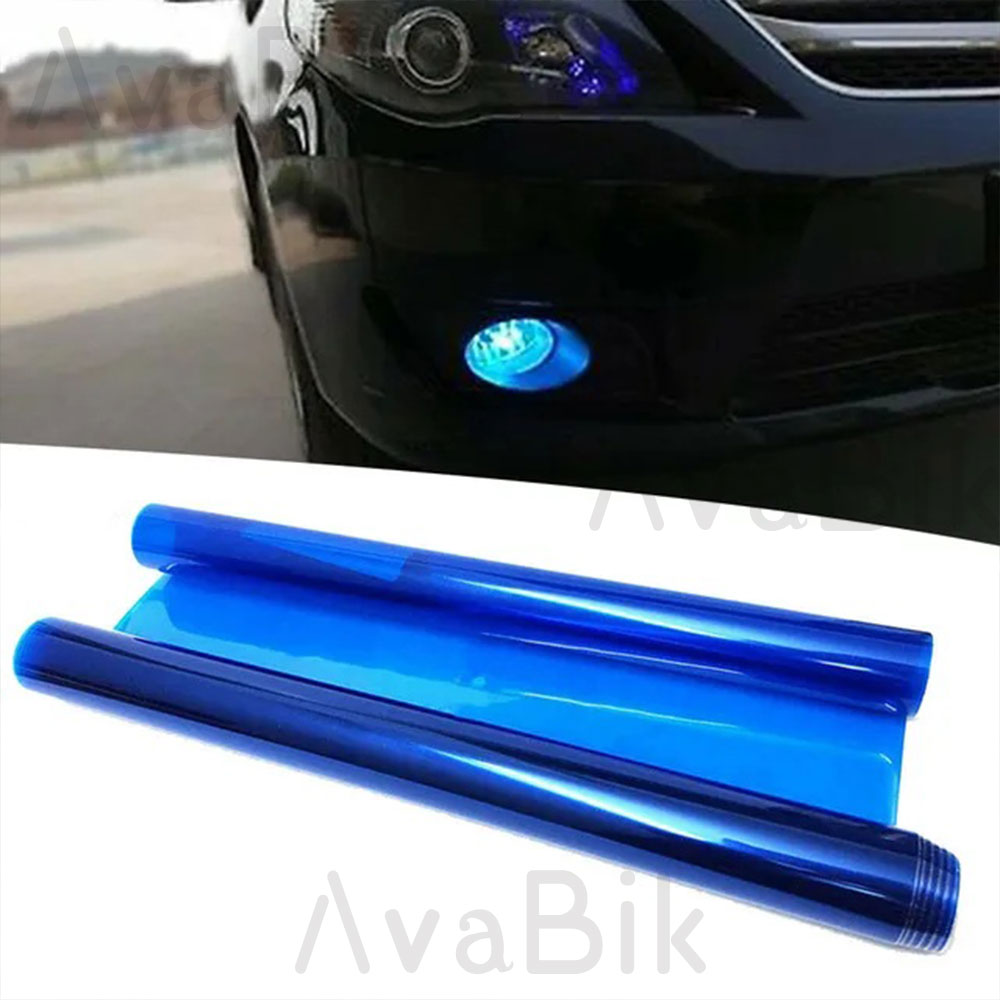 Anti Glare Car Rearview Mirror Film - ฟิล์มติดไฟหน้ารถยนต์สีฟ้าขนาด 30 ซม. ฟิล์ม PVC เปลี่ยนสีไฟหน้ารถยนต์