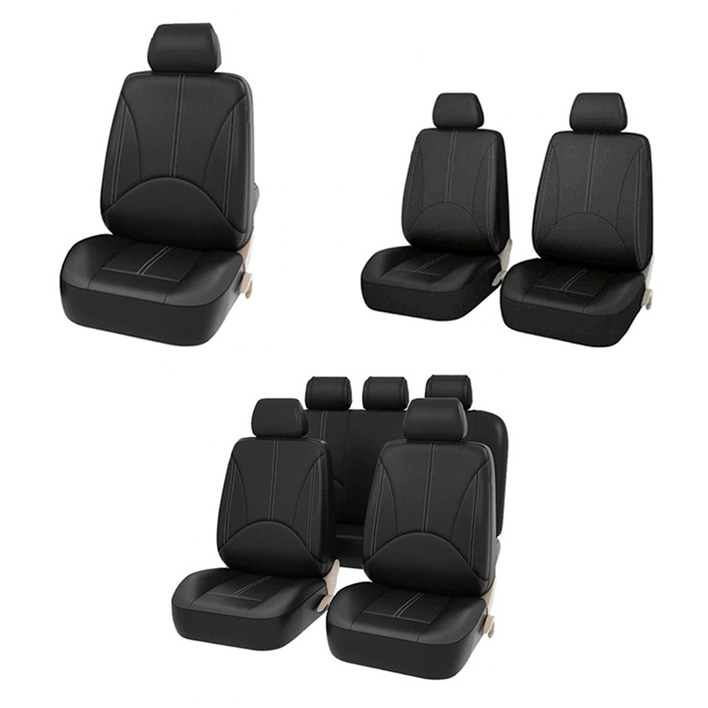 Leather Car Seat Covers Full Set Universal - Four Seasons เบาะรถยนต์หนัง PU สะดวกใช้งานง่ายออกแบบชุดครอบคลุมตัวป้องกันที่นั่งรถยนต์ Universal
