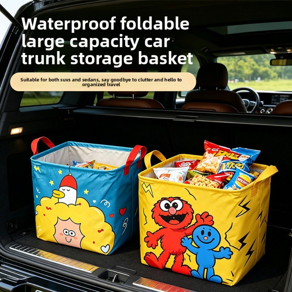 Car Trunk Organizer Foldable Storage Box - กล่องเก็บของท้ายรถแบบพับได้ 1 ชิ้น อุปกรณ์จัดระเบียบของใช้ในรถยนต์อเนกประสงค์สำหรับการเดินทางในชีวิตประจำวัน