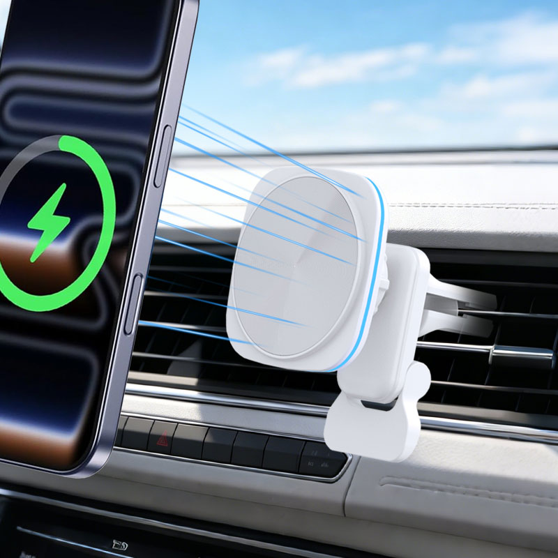 Magnetic Phone Holder For Car Vent - ที่ชาร์จไร้สายในรถยนต์แบบแม่เหล็ก 15W พร้อมไฟ LED ที่ยึดช่องแอร์สำหรับโทรศัพท์มือถือ รองรับ