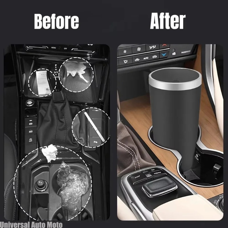 Waterproof Car Trash Can With Lid - ถังขยะในรถยนต์ขนาดเล็ก ABS ป้องกันการรั่วซึม ปิดกั้นกลิ่น ฝาปิดแบบป๊อปอัพ กันน้ำ