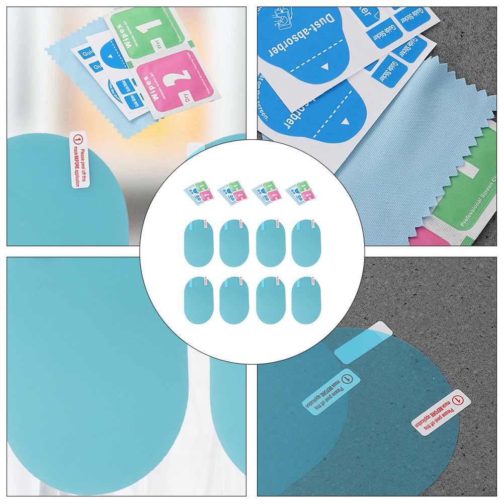 Anti Glare Car Rearview Mirror Film - ฟิล์มกันฝ้ากันฝนสำหรับกระจกมองหลังรถยนต์ 4 คู่ สติ๊กเกอร์ป้องกันแสงสะท้อน ฟิล์มใสกันฝนเพื่อความปลอดภัย