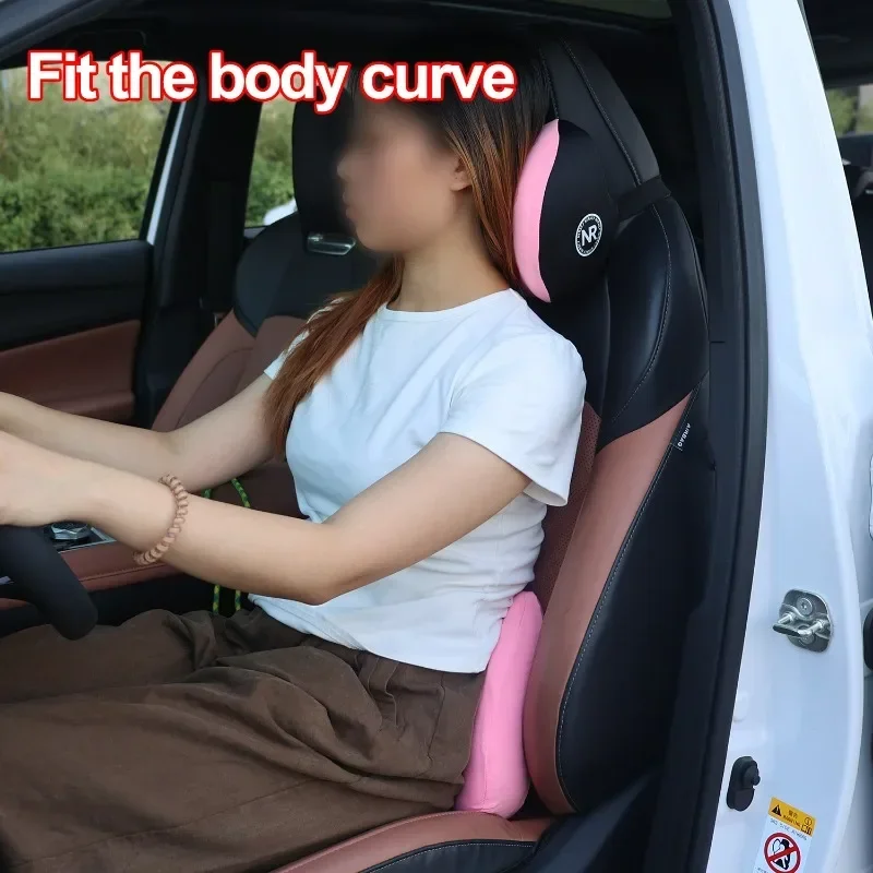 Memory Foam Car Neck Pillow Lumbar Support - สำหรับความสะดวกสบายในการขับขี่ ชุดเบาะรองหลังรถยนต์ อุปกรณ์เสริมเบาะรองนั่งเมมโมรี่โฟม พร้อมหมอนรองศีรษะและหมอนรองหลัง