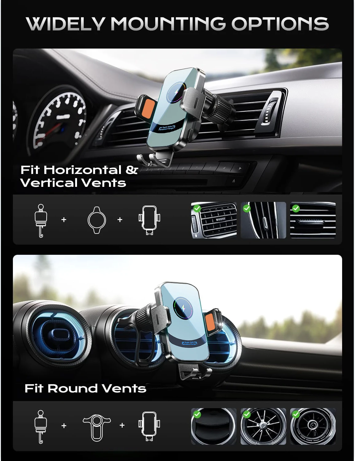UYUXIO Wireless Car Charger Su - Magnetic Phone Holder For Car Vent บทวิจารณ์และราคา