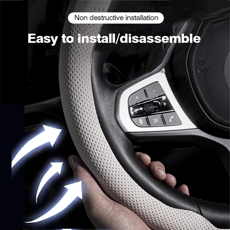 ใช้ได้กับปลอกหุ้มพวงมาลัยรถยนต - Car Steering Wheel Cover Anti Slip Breathable บทวิจารณ์และราคา