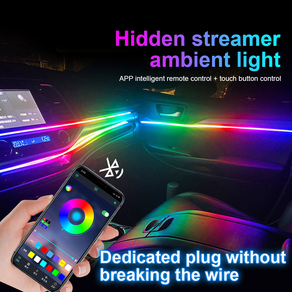 18 in 1 64 สี RGB Symphony รถ  - Led Ambient Interior Car Lights App Control บทวิจารณ์และราคา