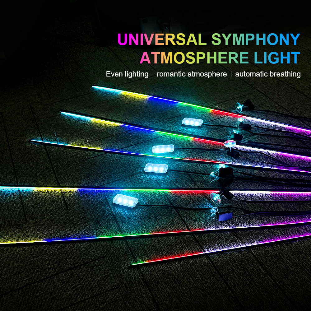 18 in 1 64 สี RGB Symphony รถ  - Led Ambient Interior Car Lights App Control บทวิจารณ์และราคา