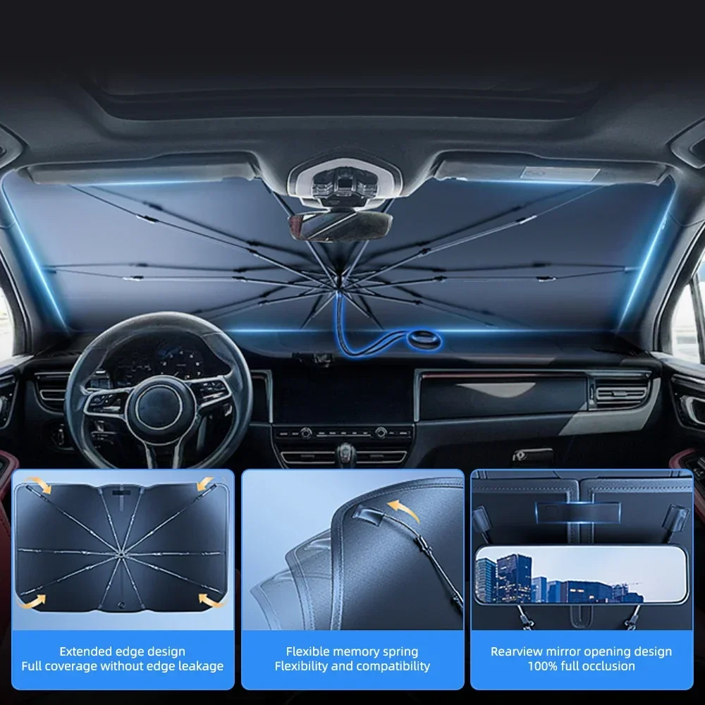 แผ่นบังแดดกระจกรถยนต์แบบพับได้ - Car Sunshade Windshield Umbrella Foldable บทวิจารณ์และราคา