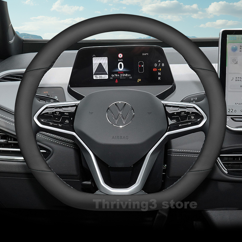 ฝาครอบพวงมาลัยรถยนต์หนังสำหรับ - Car Steering Wheel Cover Anti Slip Breathable บทวิจารณ์และราคา