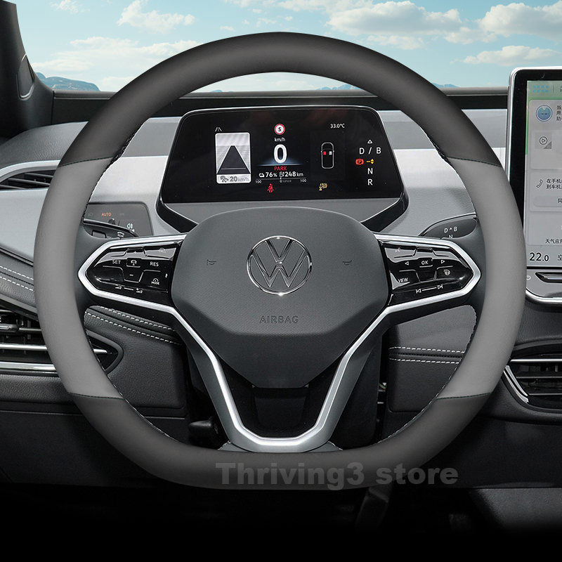ฝาครอบพวงมาลัยรถยนต์หนังสำหรับ - Car Steering Wheel Cover Anti Slip Breathable บทวิจารณ์และราคา