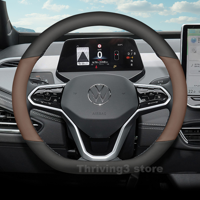 ฝาครอบพวงมาลัยรถยนต์หนังสำหรับ - Car Steering Wheel Cover Anti Slip Breathable บทวิจารณ์และราคา