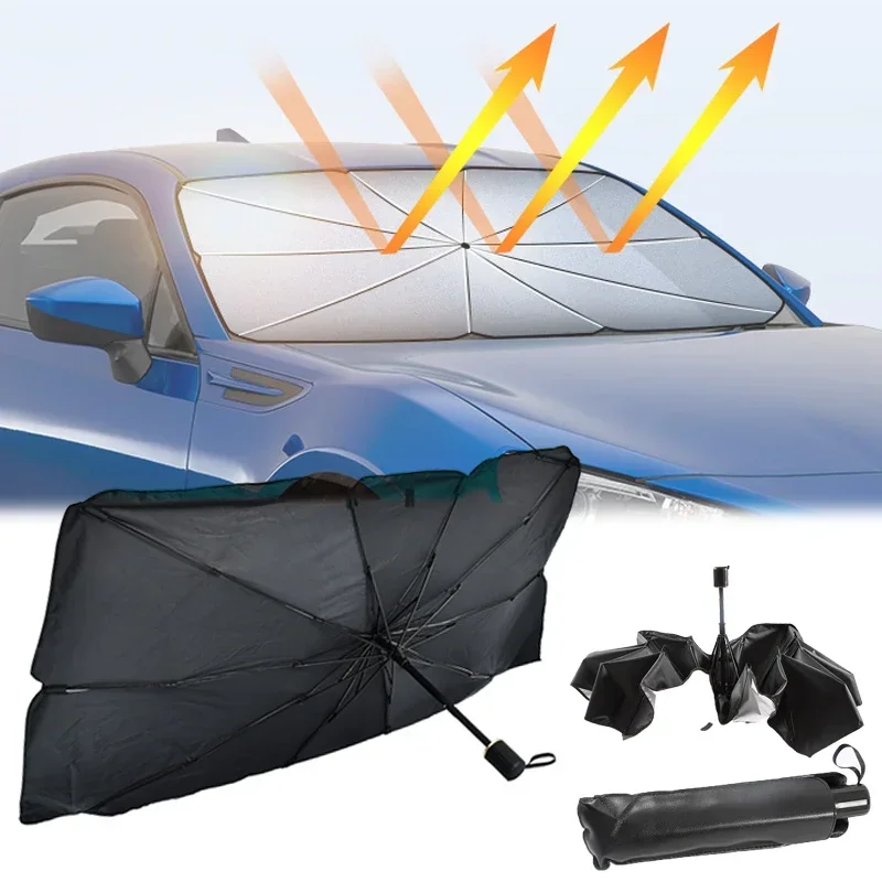 แผ่นบังแดดกระจกรถยนต์, ร่มบังแ - Car Sunshade Windshield Umbrella Foldable บทวิจารณ์และราคา