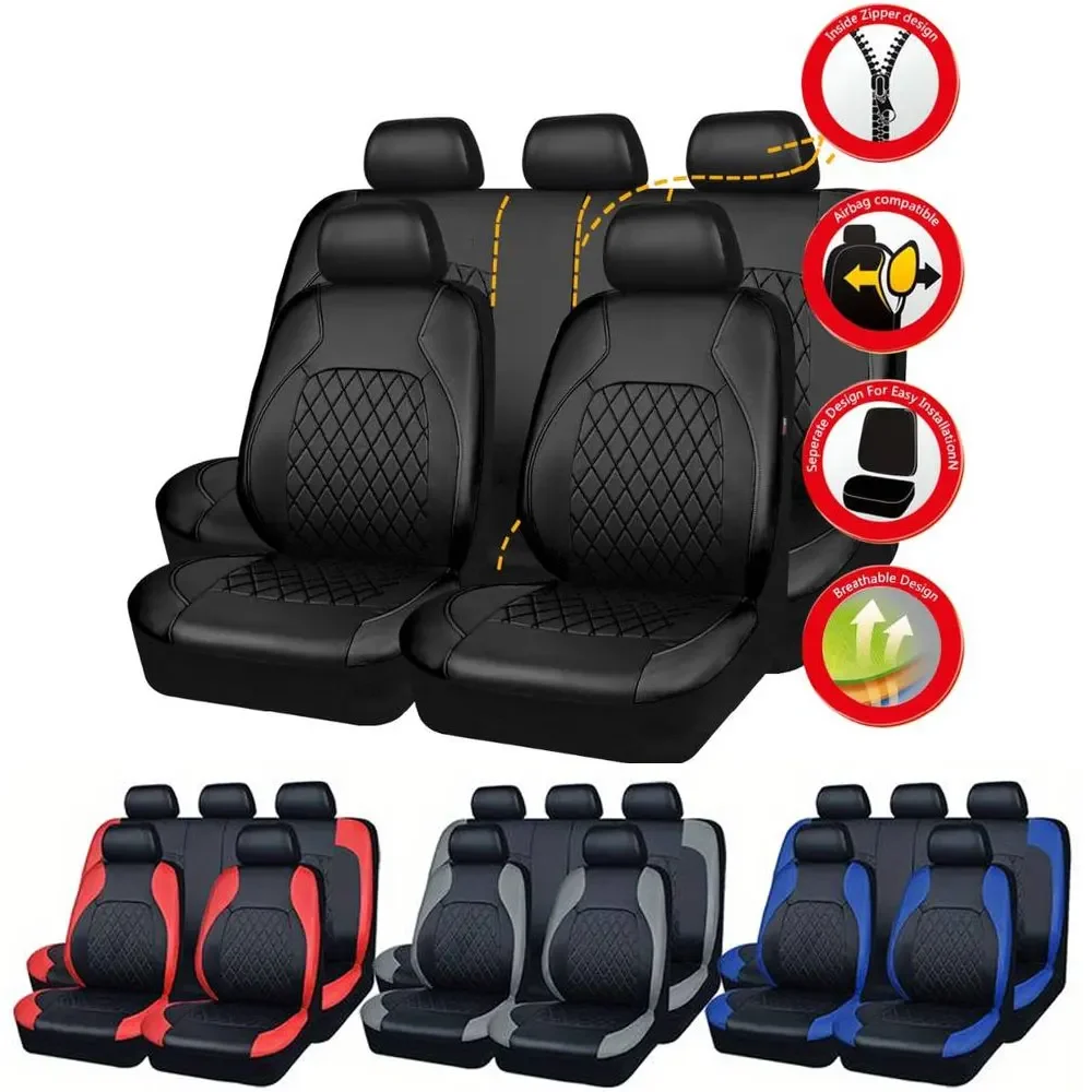 ชุดหุ้มเบาะรถยนต์หนังเทียมแบบส - Leather Car Seat Covers Full Set Universal บทวิจารณ์และราคา