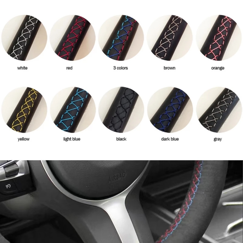 ที่กำหนดเองพวงมาลัยรถพวงมาลัยร - Car Steering Wheel Cover Anti Slip Breathable บทวิจารณ์และราคา