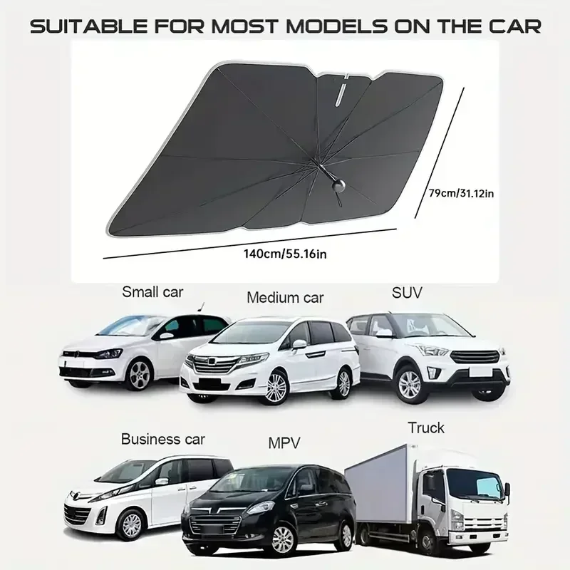 อุปกรณ์บังแดดกระจกรถยนต์แบบพับ - Car Sunshade Windshield Umbrella Foldable บทวิจารณ์และราคา