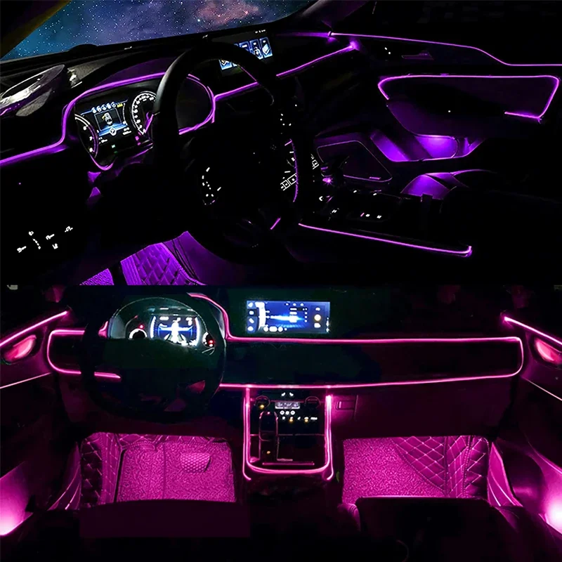 ไฟเส้น EL แบบยืดหยุ่น ควบคุมผ่ - Led Ambient Interior Car Lights App Control บทวิจารณ์และราคา