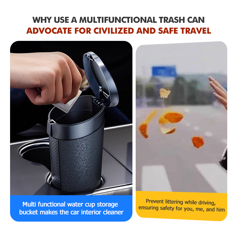 ถังขยะในรถยนต์ทนทานกันน้ำ ABS  - Waterproof Car Trash Can With Lid บทวิจารณ์และราคา