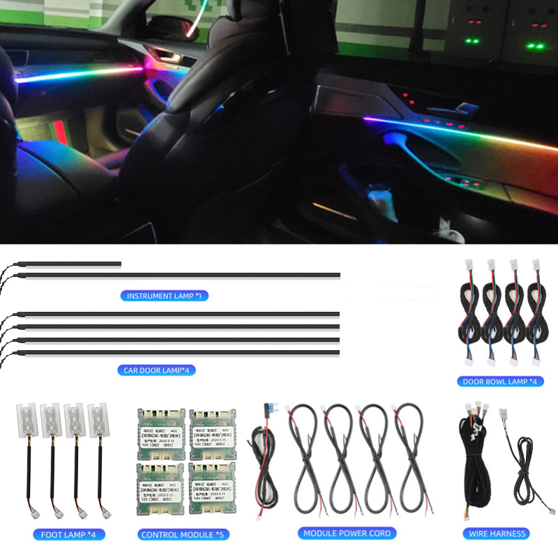 ไฟตกแต่งภายในรถยนต์ LED 64 สี  - Led Ambient Interior Car Lights App Control บทวิจารณ์และราคา