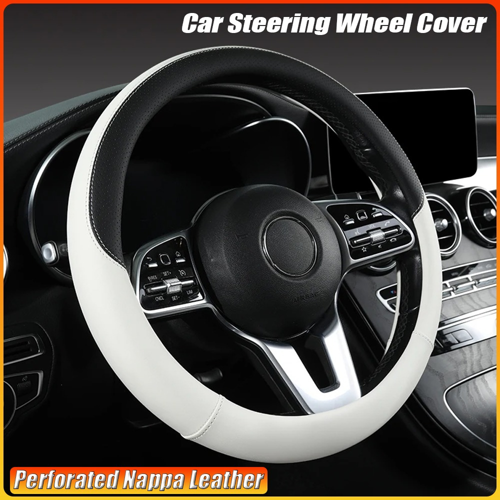 Perforated Nappa หนังพวงมาลัยร - Car Steering Wheel Cover Anti Slip Breathable บทวิจารณ์และราคา