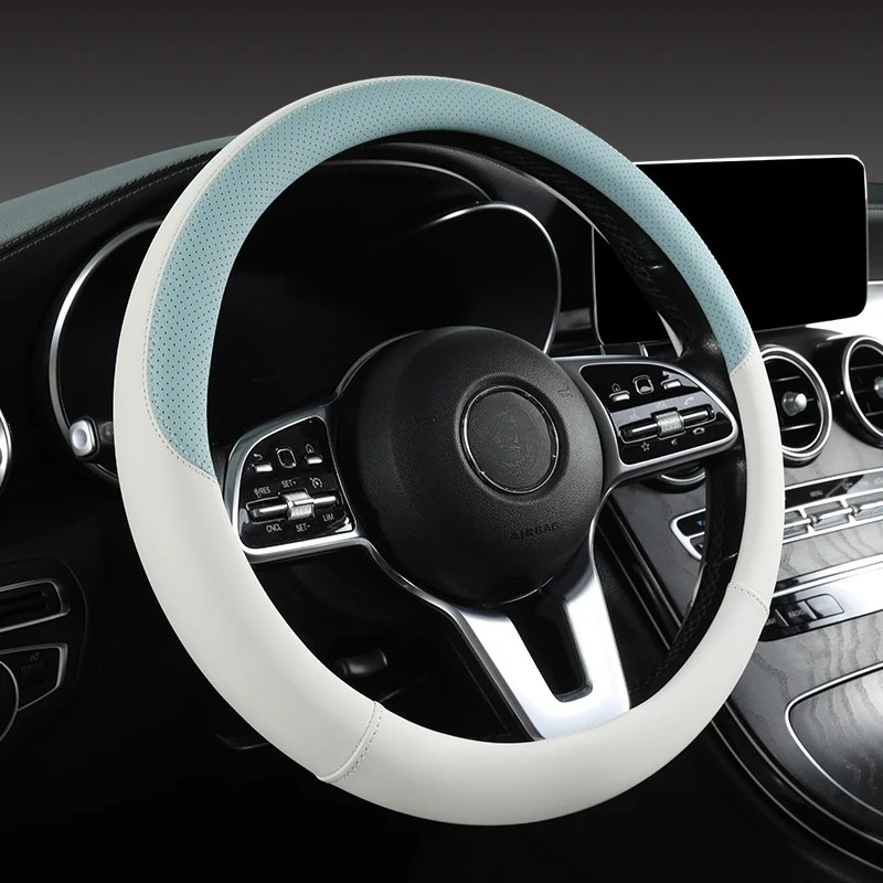 Perforated Nappa หนังพวงมาลัยร - Car Steering Wheel Cover Anti Slip Breathable บทวิจารณ์และราคา