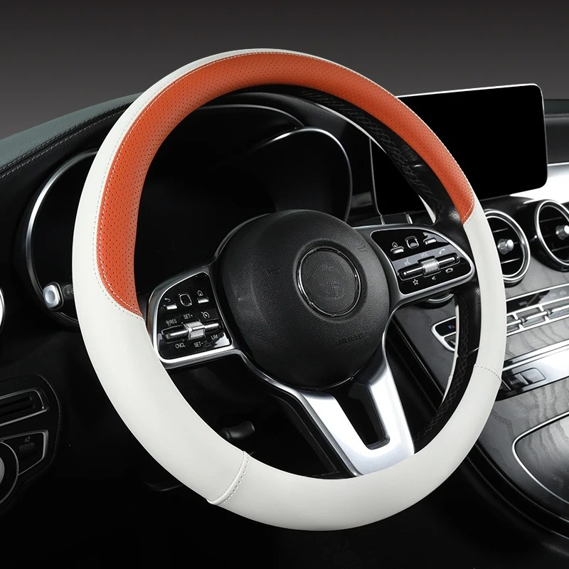 Perforated Nappa หนังพวงมาลัยร - Car Steering Wheel Cover Anti Slip Breathable บทวิจารณ์และราคา