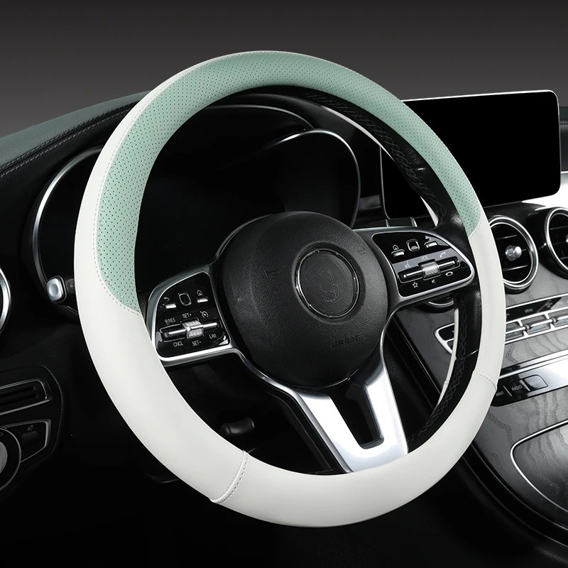 Perforated Nappa หนังพวงมาลัยร - Car Steering Wheel Cover Anti Slip Breathable บทวิจารณ์และราคา