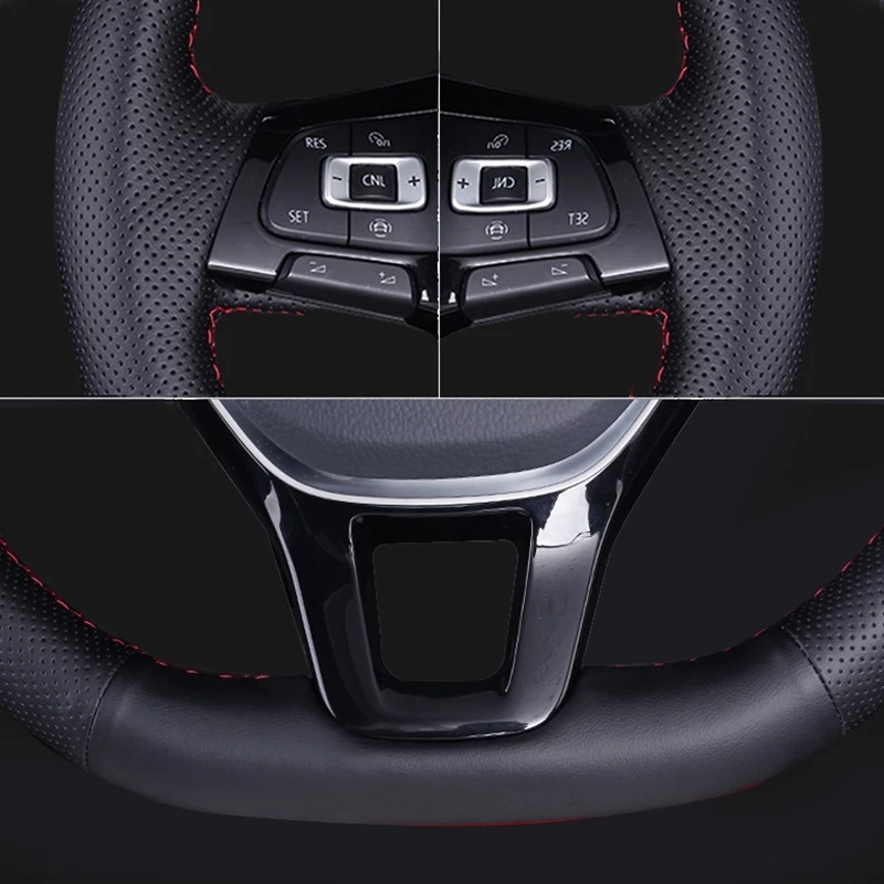 ที่กำหนดเองพวงมาลัยรถมือเย็บหน - Car Steering Wheel Cover Anti Slip Breathable บทวิจารณ์และราคา