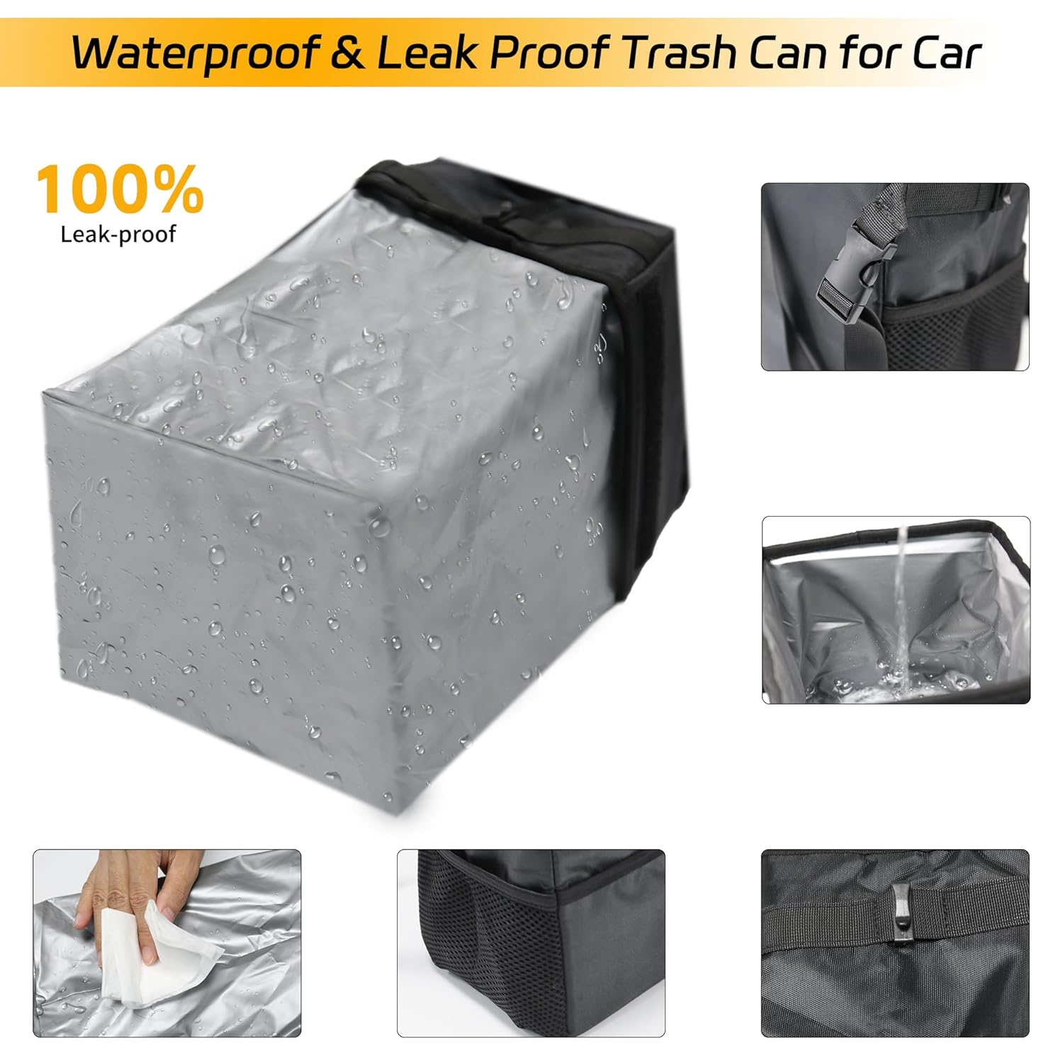 ถังขยะในรถยนต์แบบ 3-in-1 พร้อม - Waterproof Car Trash Can With Lid บทวิจารณ์และราคา
