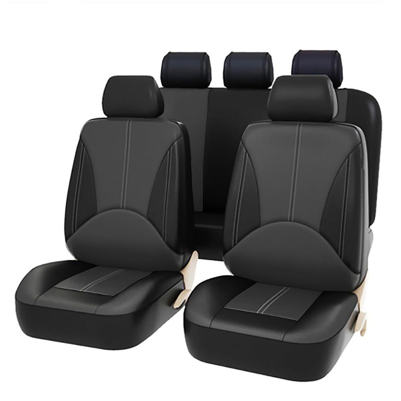 ชุดหุ้มเบาะรถยนต์หนัง PU สีดำแ - Leather Car Seat Covers Full Set Universal บทวิจารณ์และราคา